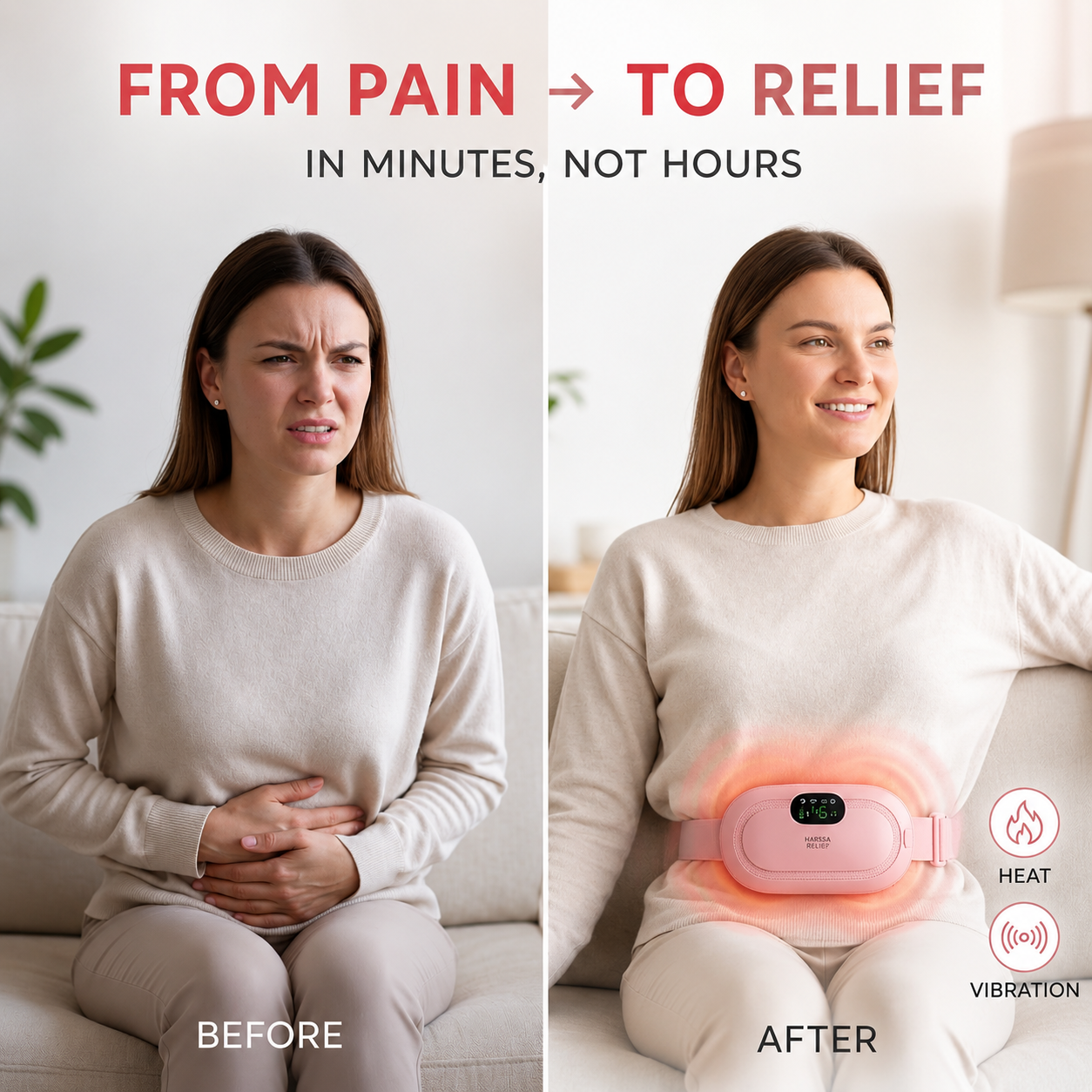 Luxavix Relief Belt — Wearable Heating Pad for Period Cramps