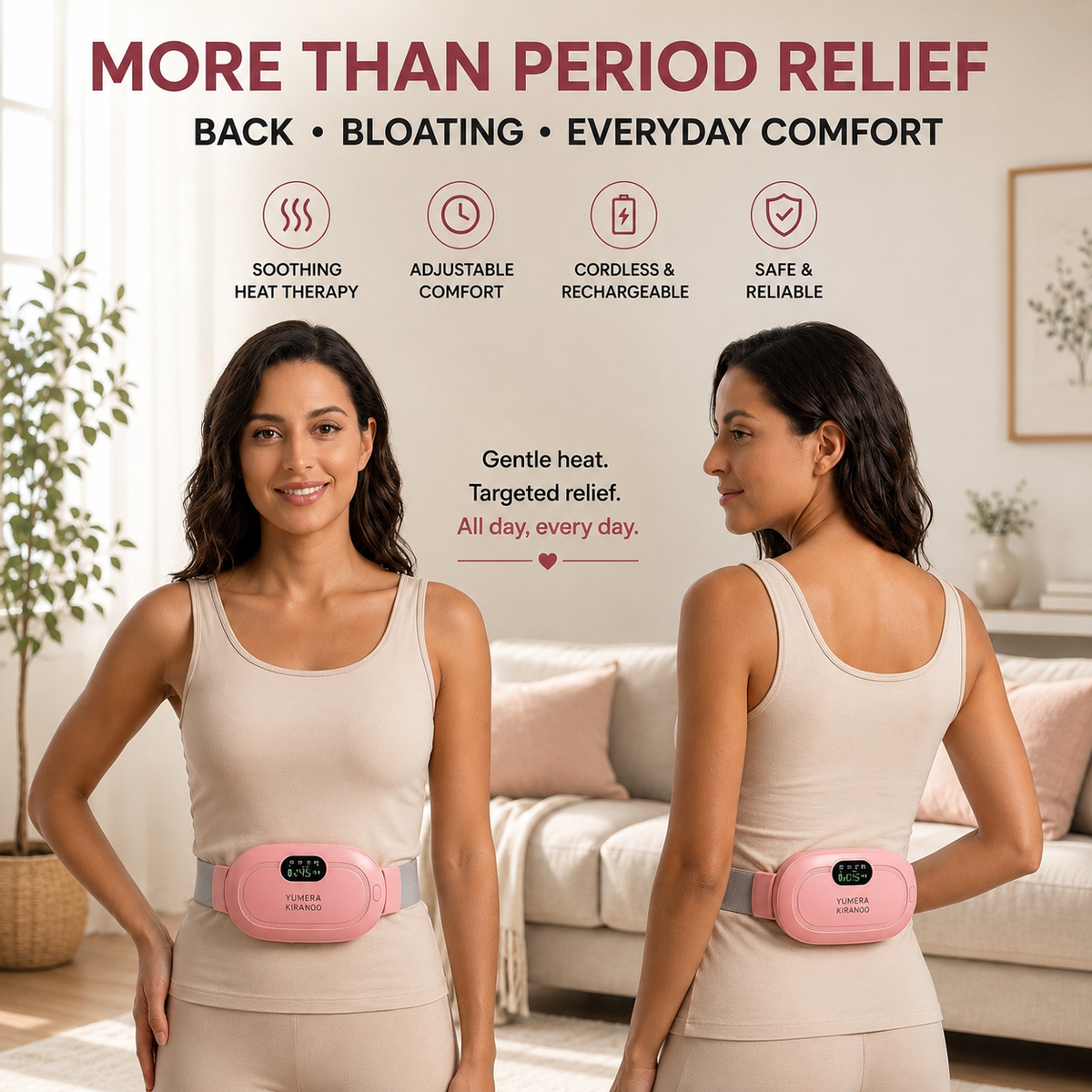 Luxavix Relief Belt — Wearable Heating Pad for Period Cramps